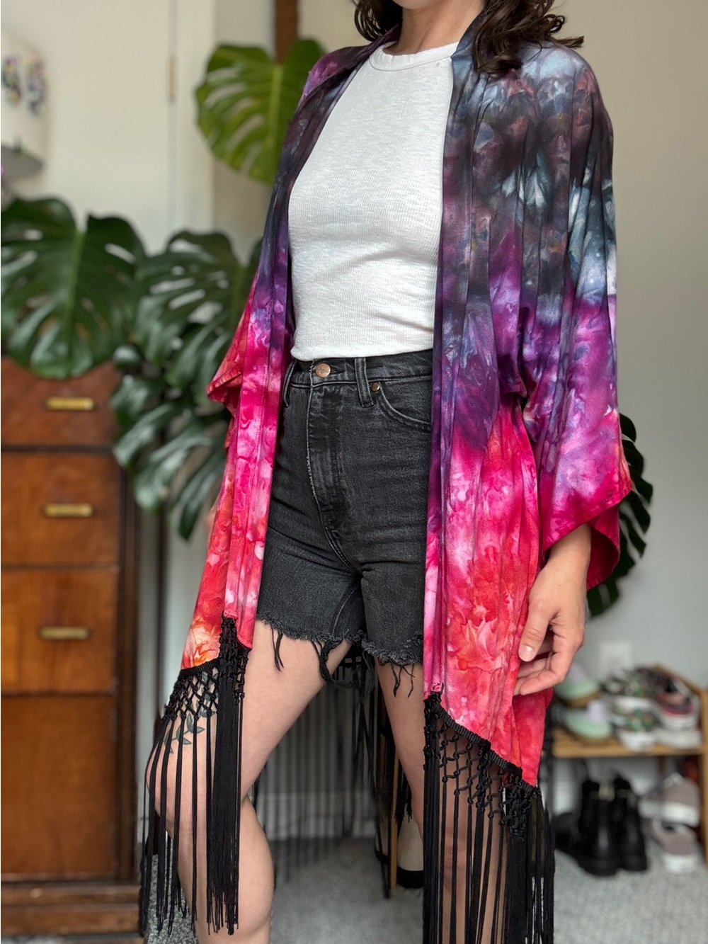 Odd Cow x Warrior Within handmade fringe kimono, like new - Picture 3 of 3